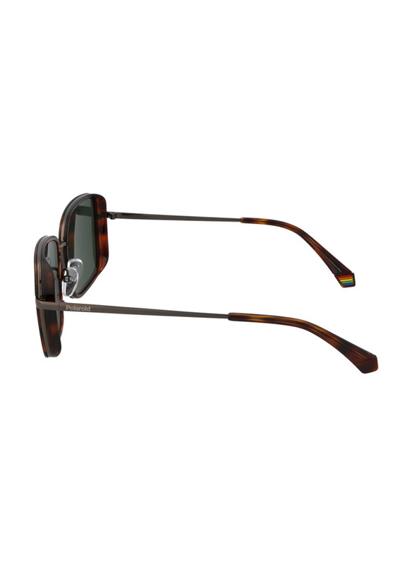 Polaroid Polarized Full-Rim Square Havana Sunglasses for Men, Green Lens, PLD6149/S/X 08657UC, 57/18/145