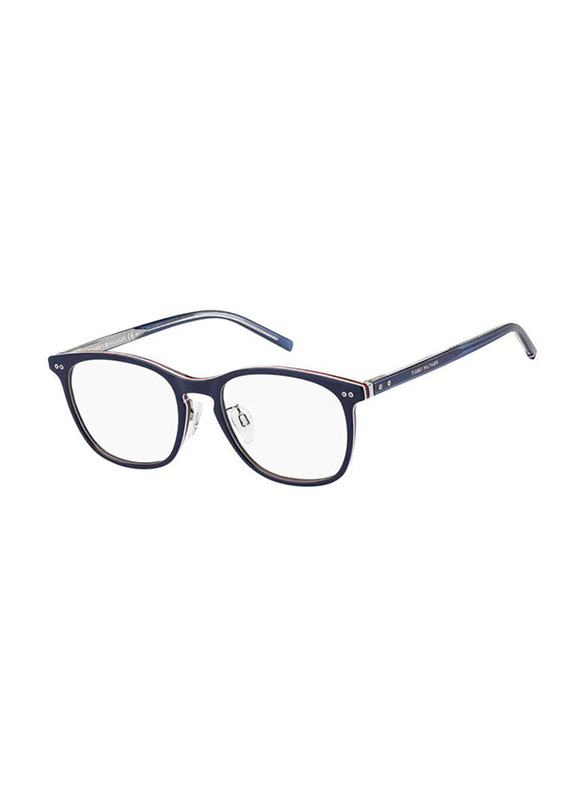 Tommy Hilfiger Full-Rim Square Blue Eyewear Frames For Men, Mirrored Clear Lens, TH1851/F PJP5619, 56/19/150