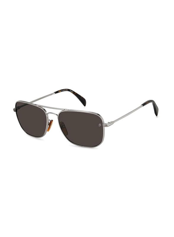 David Beckham Full-Rim Pilot Ruthenium Sunglasses for Men, Dark Brown Lens, DB1093/S 6LB59IR, 59/17/145