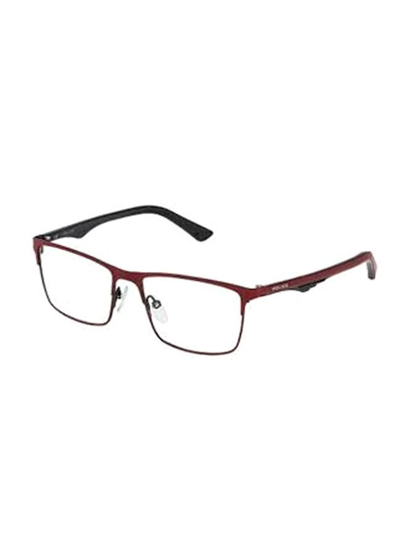 Police Blackbird JR 2 Full-Rim Rectangle Red Eyeglass Frame for Men, Clear Lens, VK543 0SA1, 51/16/130
