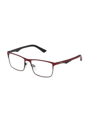 Police Blackbird JR 2 Full-Rim Rectangle Red Eyeglass Frame for Men, Clear Lens, VK543 0SA1, 51/16/130