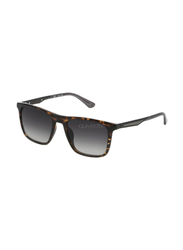 Police Polarized Full-Rim Square Shiny Dark Havana Sunglasses For Men, Smoke Gradient Lens, SPLF17 0978 54, 54/19/145