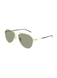Mont Blanc Full-Rim Pilot Gold Sunglasses for Men, Green Lens, MB0128S 003, 58/17/145