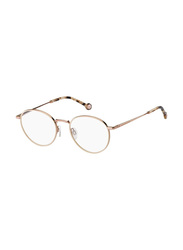 Tommy Hilfiger Full-Rim Round Rose Gold Eyewear Frames For Women, Mirrored Clear Lens, TH1820