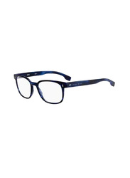Hugo Boss Full-Rim Rectangle Blue Eyewear Frames For Men, Mirrored Clear Lens, 0958 038I 00