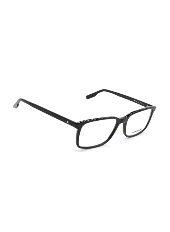 Mont Blanc Full-Rim Rectangular Black Eyewear Frames For Men, Mirrored Clear Lens, MB0152O-005