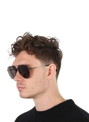 Hugo Boss Full-Rim Pilot Black/Gold Sunglasses for Men, Grey Lens, BO1219/F/SK 0I46, 63/14/150