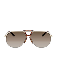 Victoria Beckham Full-Rim Pilot Gold Sunglasses for Women, Brown Lens, VB222S 702, 65/14/140
