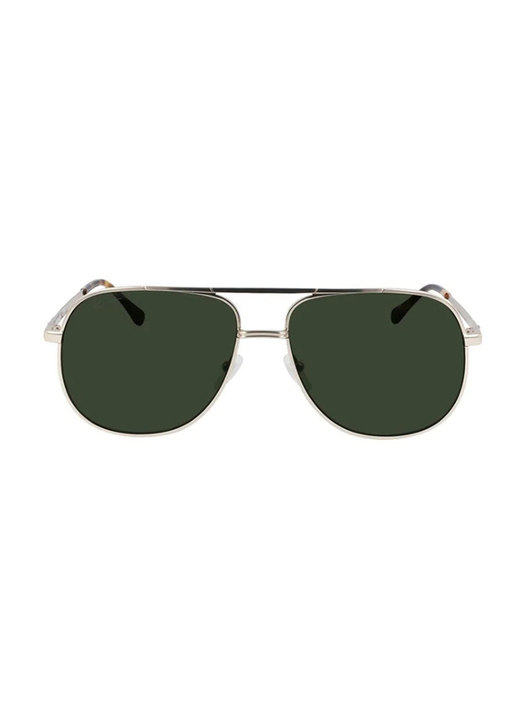 Lacoste Full-Rim Gold Navigator Sunglasses for Men, Green Lens, L222SE 714, 60/16/140