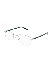 Mont Blanc Rimless Rectangular Silver Eyewear Frames For Men, Mirrored Clear Lens, MB0221O-012, 55/20/145