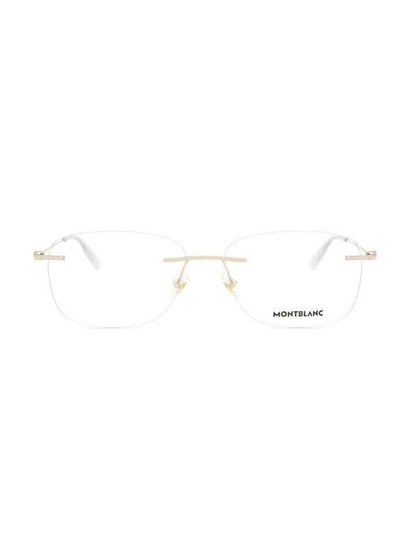 Mont Blanc Rimless Square Gold Eyewear Frames For Men, Mirrored Clear Lens, MB0075O 002, 56/16/145