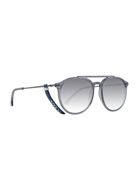 Lozza Full-Rim Round Silver Unisex Sunglasses, Grey Lens, SL4208M 5309MB, 53/18/140