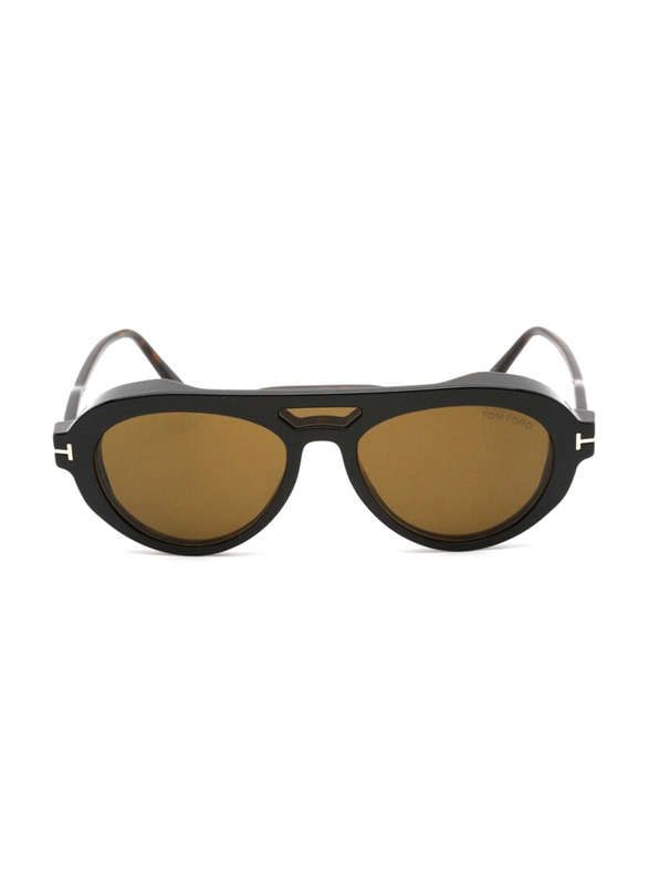 Tom Ford Full-Rim Pilot Brown Eyeglasses for Men, Transparent Lens, FT5760 B 052, 55/17/145