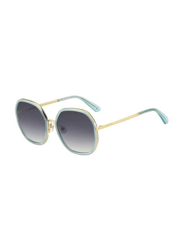 Kate Spade Full-Rim Geometric Gold Sunglasses for Women, Dark Grey Gradient Lens, NICOLA G S 0OGA 9O, 58/18/140