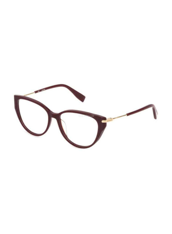 Trussardi Full-Rim Cat Eye Dark Red Eyewear for Women, Transparent Lens, VTR491 5409FH, 53/16/140