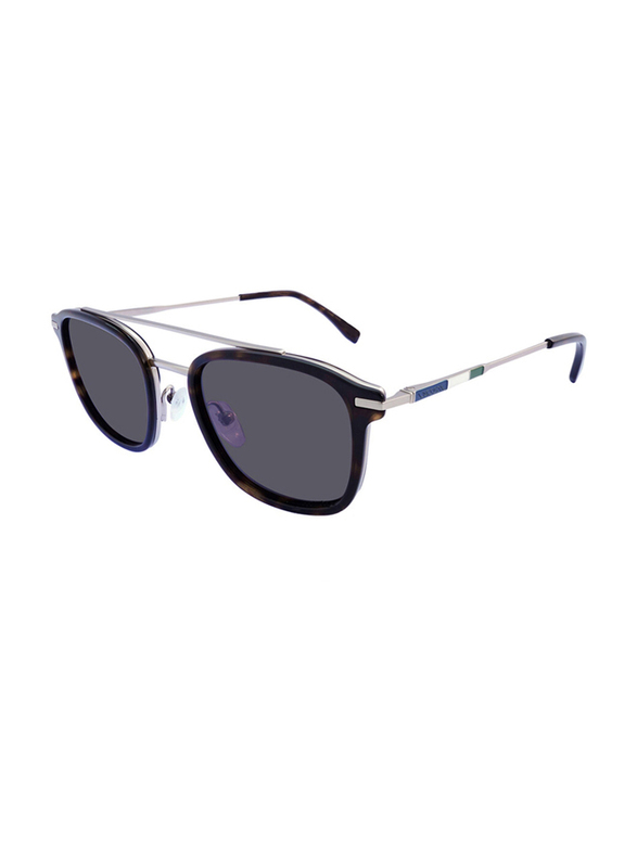 Lacoste Full-Rim Silver Havana Rectangular Sunglasses for Men, Dark Grey Lens, L608SND 040, 52/21/145