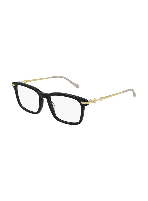 Gucci Full-Rim Rectangular Black/Gold Eyeglasses for Men, Clear Lens, GG0920O 001 53, 53/18/145