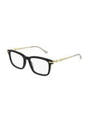 Gucci Full-Rim Rectangular Black/Gold Eyeglasses for Men, Clear Lens, GG0920O 001 53, 53/18/145