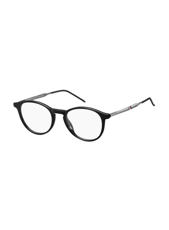 Tommy Hilfiger Full-Rim Oval Black Eyewear Frames For Women, Mirrored Clear Lens, TH1707 8074819, 48/19/145