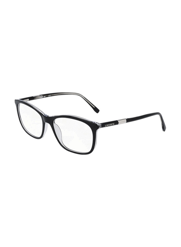 Lacoste Full-Rim Rectangular Black Sunglasses for Men, Transparent Lens, L2885 001, 57/18/145