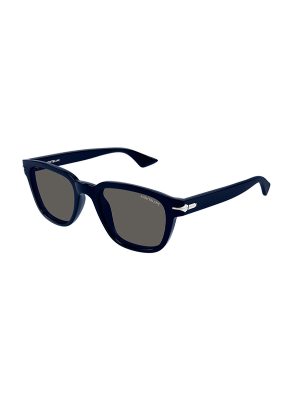 Mont Blanc Full-Rim Square Blue Sunglasses for Men, Grey Lens, MB0302S 009, 53/21/150