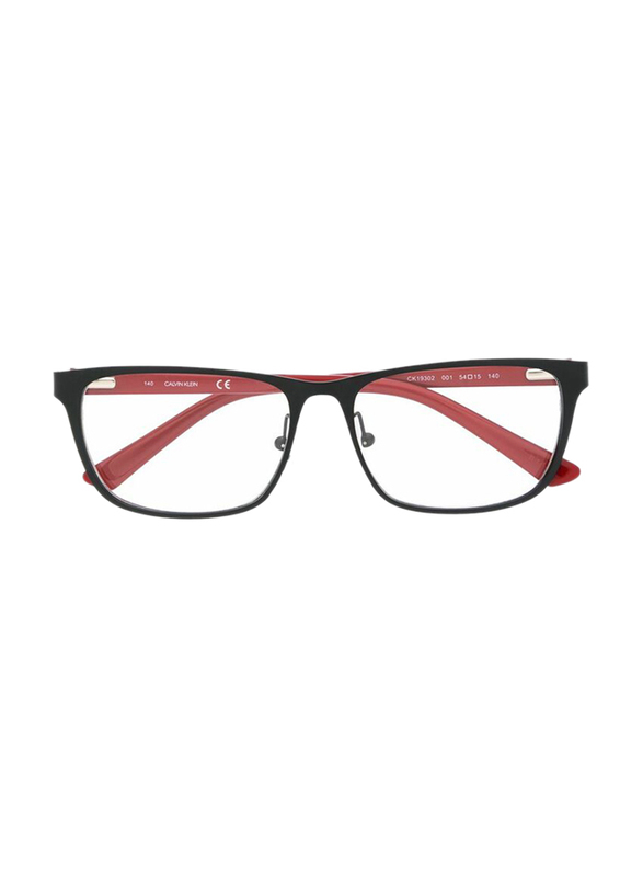 Calvin Klein Full-Rim Square Black Eyeglass Frames for Women, Transparent Lens, CK19302 001, 54/15/140