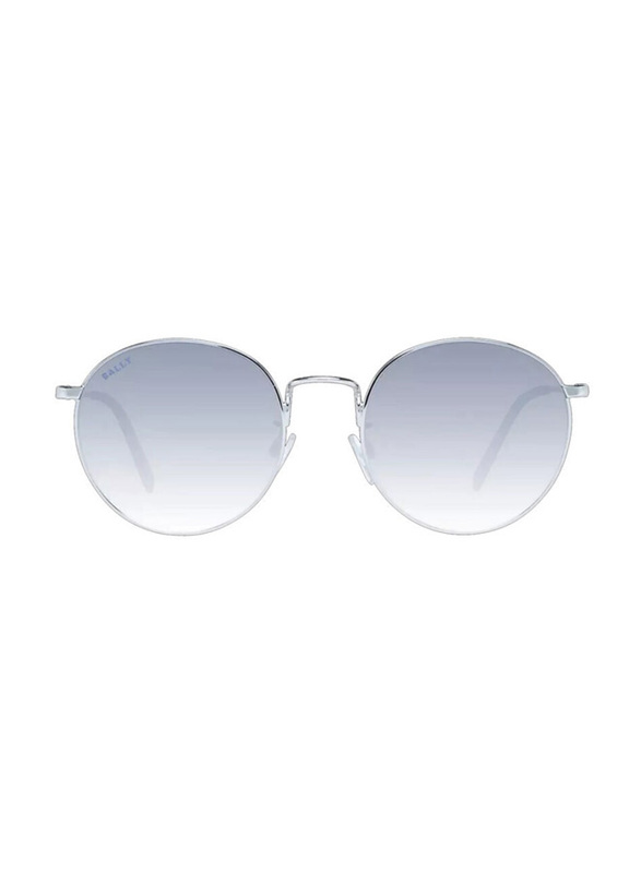 Bally Polarized Full-Rim Round Silver Sunglasses Unisex, Blue Lens, BY0013-H 18W