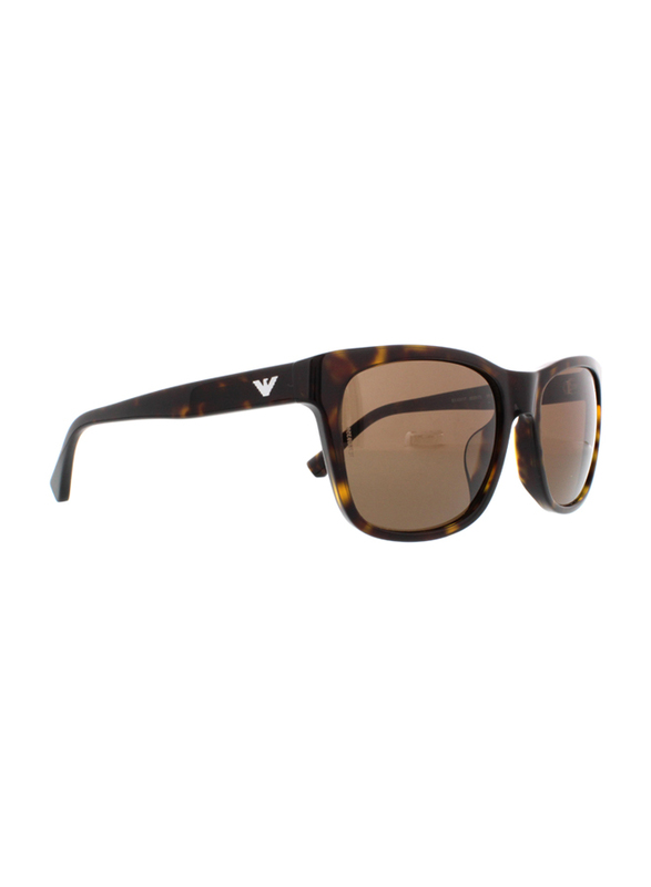 Emporio Armani Full-Rim Square Havana Brown Sunglasses for Men, Brown Lens, EA4041F 502673, 56/18/140