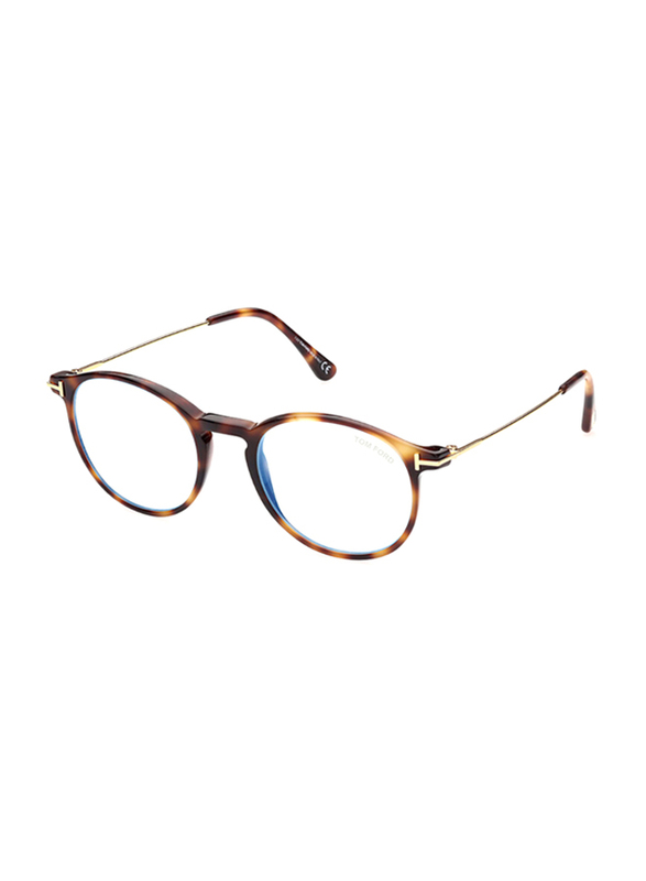 Tom Ford Full-Rim Round Brown Eyeglasses for Men, Transparent Lens, FT5759-B 053, 49/20/145