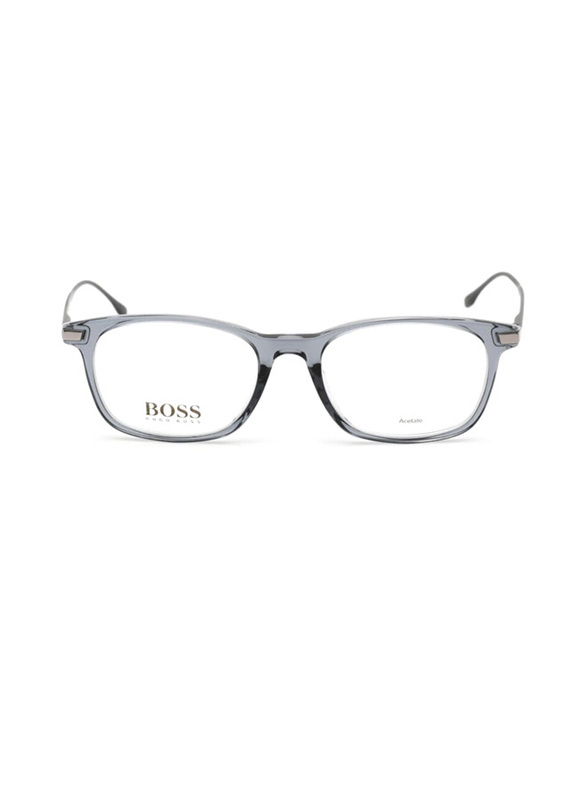 Hugo Boss Full-Rim Rectangle Silver Eyewear Frames For Men, Mirrored Clear Lens, BO0989 0KB7 00