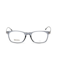 Hugo Boss Full-Rim Rectangle Silver Eyewear Frames For Men, Mirrored Clear Lens, BO0989 0KB7 00