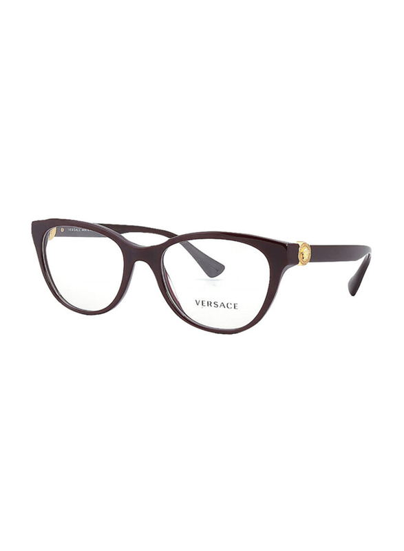 Versace Full-Rim Cat Eye Black Eyewear for Women, Transparent Lens, 0VE3330 5386, 53/19/145