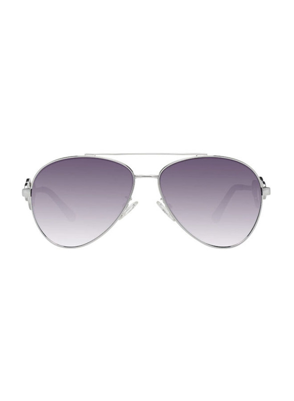 Guess Polarized Full-Rim Pilot Silver Sunglasses For Men, Grey Lens, GF0365 10B