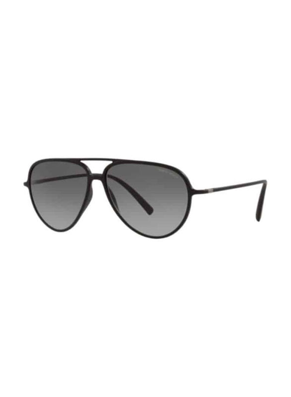 Giorgio Armani Full-Rim Aviator Black Sunglasses for Men, Smoke Grey Lens, 0AR8142 50421158, 58/13/145