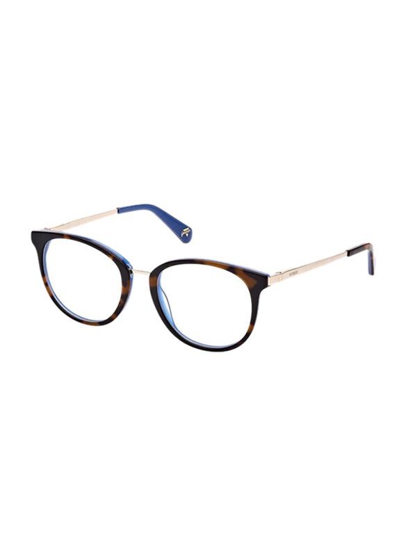 Guess Full-Rim Oval Transparent Blue Tortoise Sunglasses Frame Unisex, Clear Lens, GU5218 092