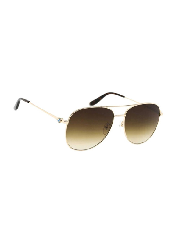 BMW Polarized Full-Rim Pilot Gold Sunglasses For Men, Brown Lens, BW0028D 32P