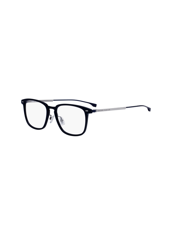 Hugo Boss Full-Rim Square Blue Eyeglass Frame for Men, Transparent Lens, 0975 0PJP 00, 53/18/145