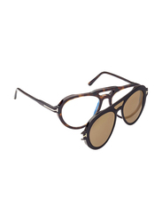 Tom Ford Full-Rim Pilot Brown Eyeglasses for Men, Transparent Lens, FT5760 B 052, 55/17/145