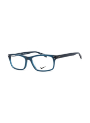 Nike Full-Rim Rectangular Blue Eyeglass Frames for Men, Transparent Lens, NIKE7242 440, 53/16