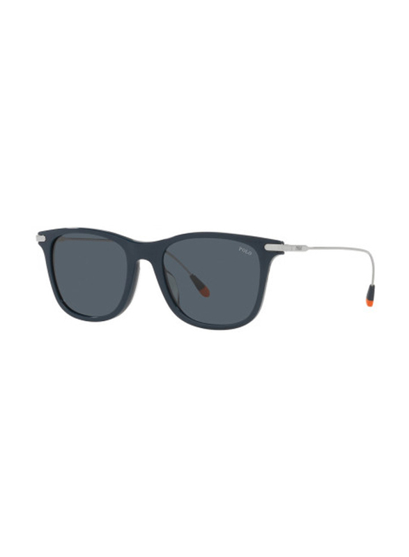 Polo Ralph Lauren Polarized Full-Rim Square Shiny Navy Blue Sunglasses For Men, Dark Grey Lens, 0PH4179U 59068752, 52/19/145