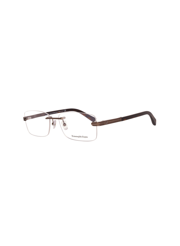 Ermenegildo Zegna Rimless Rectangular Shiny Light Bronze Brown Eyeglass Frame for Men, Transparent Lens, EZ5010 034, 56/17/145
