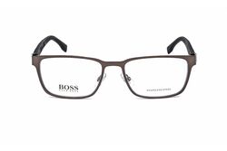 Hugo Boss Full-Rim Rectangle Matte Dark Ruthenium/Black Eyeglass Frames for Men, Clear Lens, BO0986-05MO, 53/17/145
