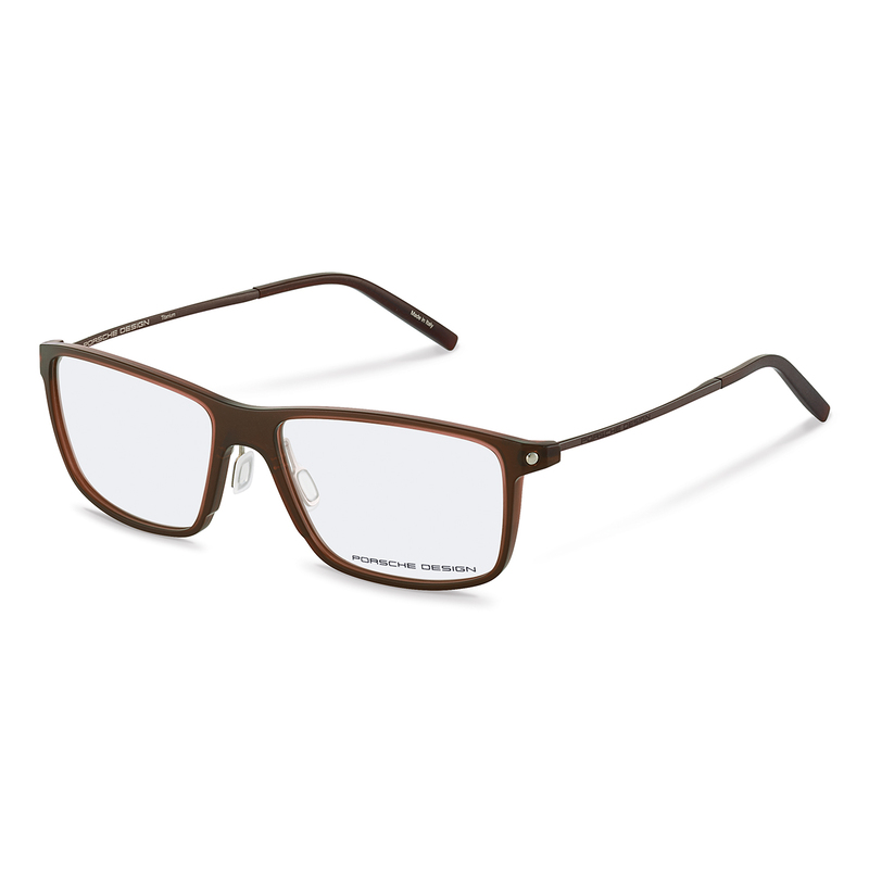 Porsche Design Full-Rim Square Brown Eyeglass Frame for Men, Clear Lens, P8336, 56/16/145