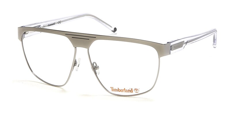 Timberland Full-Rim Aviator Gunmetal Eyeglass Frames for Men, Clear Lens, TB1643 008, 62/13/150