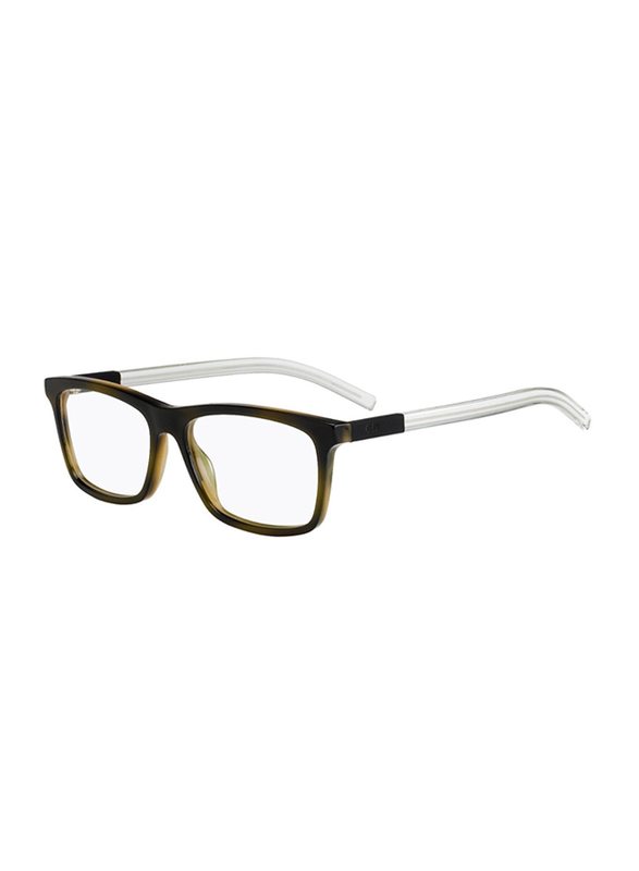 Dior Homme Blacktie Full-Rim Wayfarer Havana Crystal Green Eyeglass Frame for Men, Blacktie 215 1BD, 54/16/145