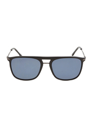 Lacoste Full-Rim Black Square Sunglasses for Men, Blue Lens, L606SND 001, 55/18/140