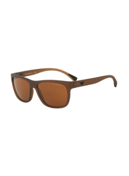 Emporio Armani Polarized Full-Rim Square Brown Sunglasses for Men, Brown Lens, EA4081 553373, 57/17/140