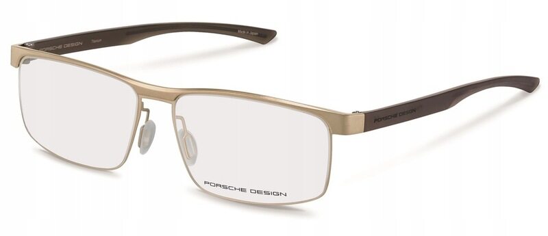 

Porsche Design Full-Rim Square Gold Eyeglass Frames for Men, Clear Lens, P8297 C 5815, 58/15/140