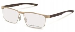 Porsche Design Full-Rim Square Gold Eyeglass Frames for Men, Clear Lens, P8297 C 5815, 58/15/140