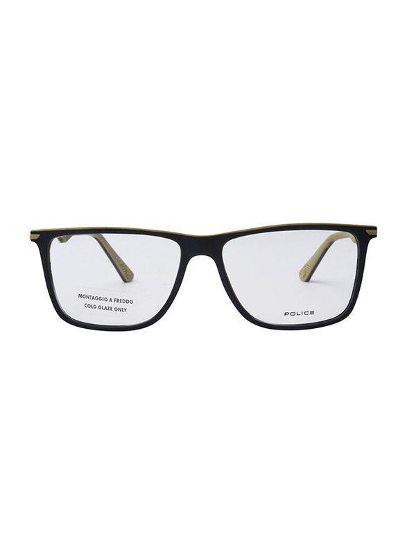 Police Two-Souls 4 Full-Rim Square Matte Black Eyeglass Frame for Men, Clear Lens, VPL484 0U28, 55/15/145